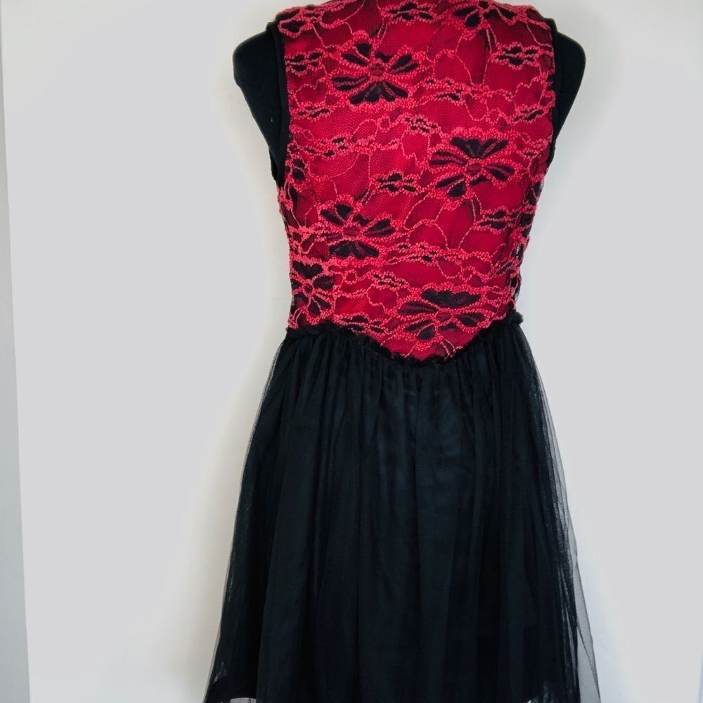 AREVE Red Black Lace Dress NWT S - Picture 4 of 9